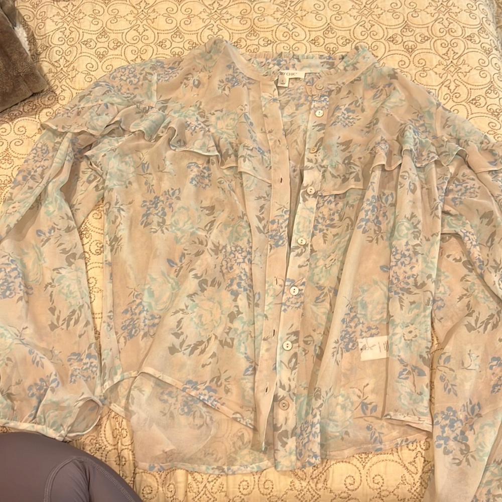 Sheer ruffle blouse